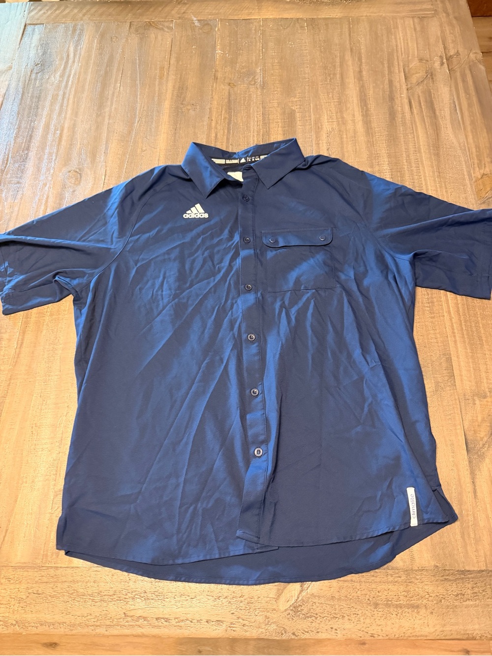 Adidas Shirt Men XL Blue Polo Climalite Short Sleeve Performance
